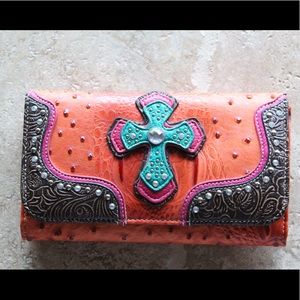 Ostrich skin rustic wallet